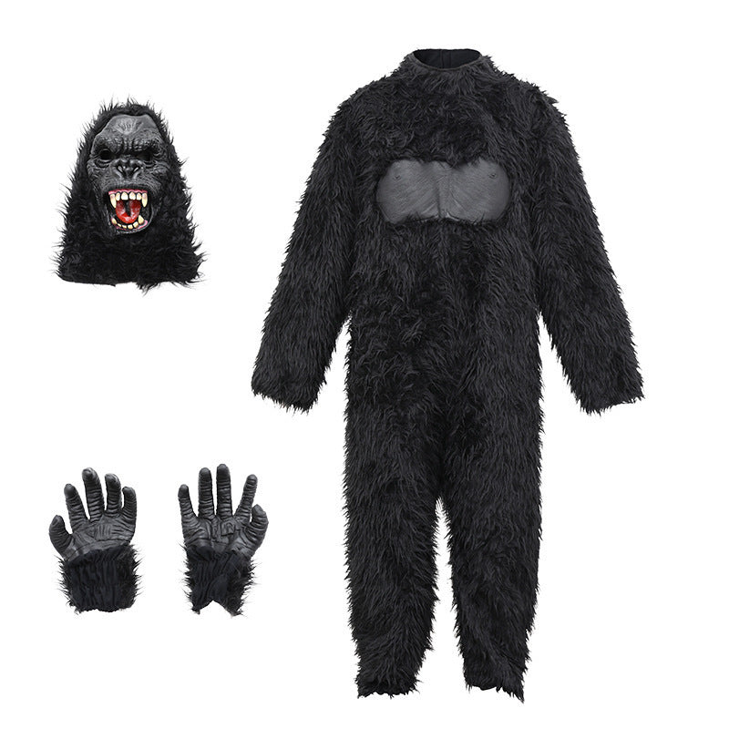 Kids Halloween King Kong Gorilla Plush Costume – Monster Animal Parent-Child Party Outfit