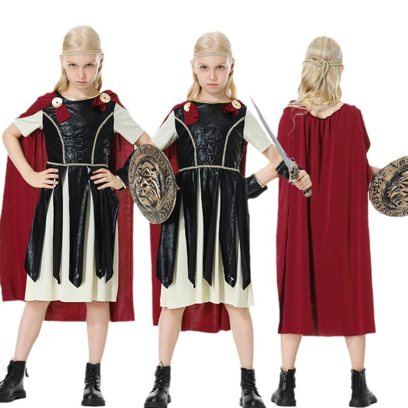 Halloween Performance Costume Roman Warrior Court Guard Samurai Kids Adult Family Matching Outfit Stage Costume