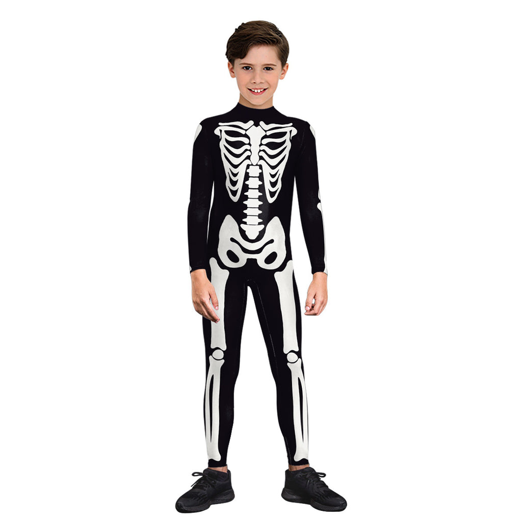 Cotton Digital Print 3D Skeleton Halloween Kids Costume Unisex Children's Bodysuit Jumpsuit