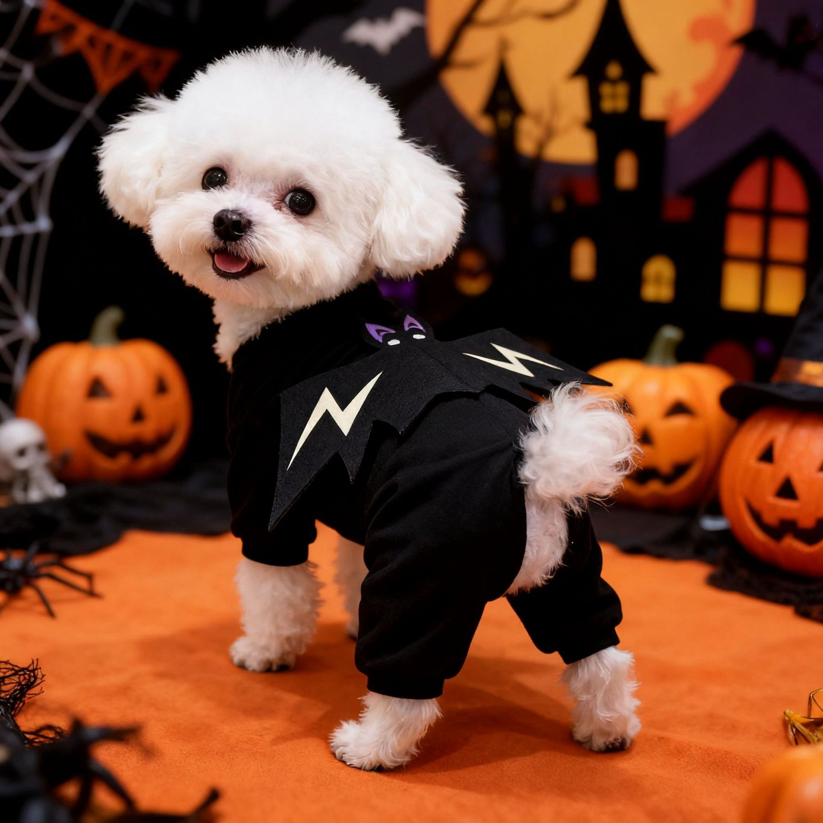 Pet Clothes Halloween 3D Bat Costume Glow-in-the-Dark Four-Legged Transformation Costume