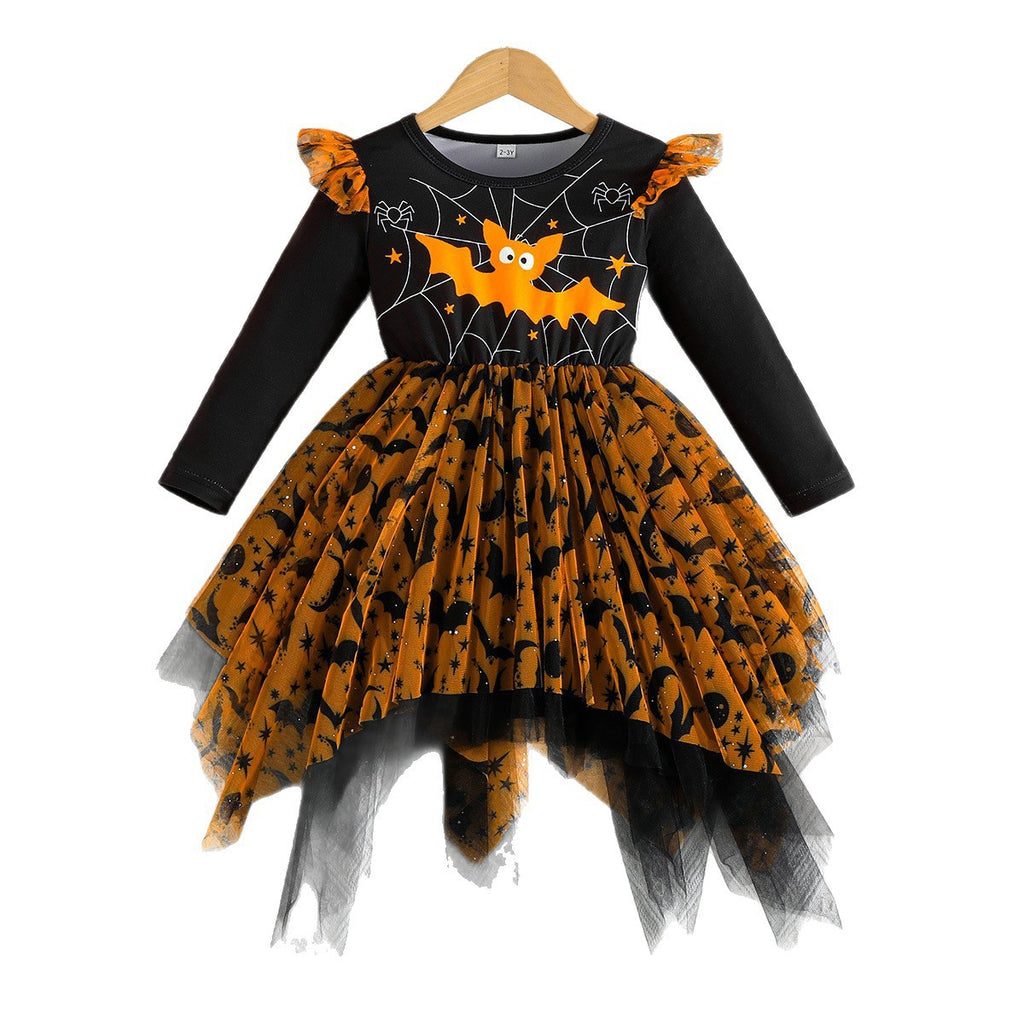 Halloween Kids Costume Girl Bat Dress Kindergarten Cos Princess Dress Little Witch Performance