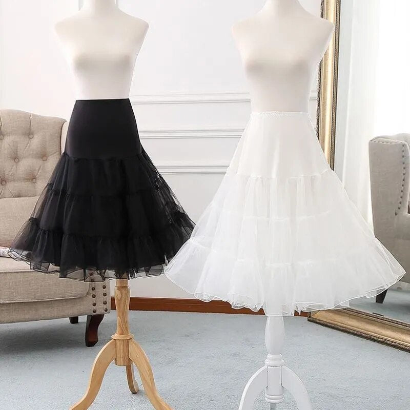 Free Short Lolita Cosplay Petticoats White Organza Crinoline Bridal Underskirt Women Halloween Petticoat Rockabilly Tutu Skirts