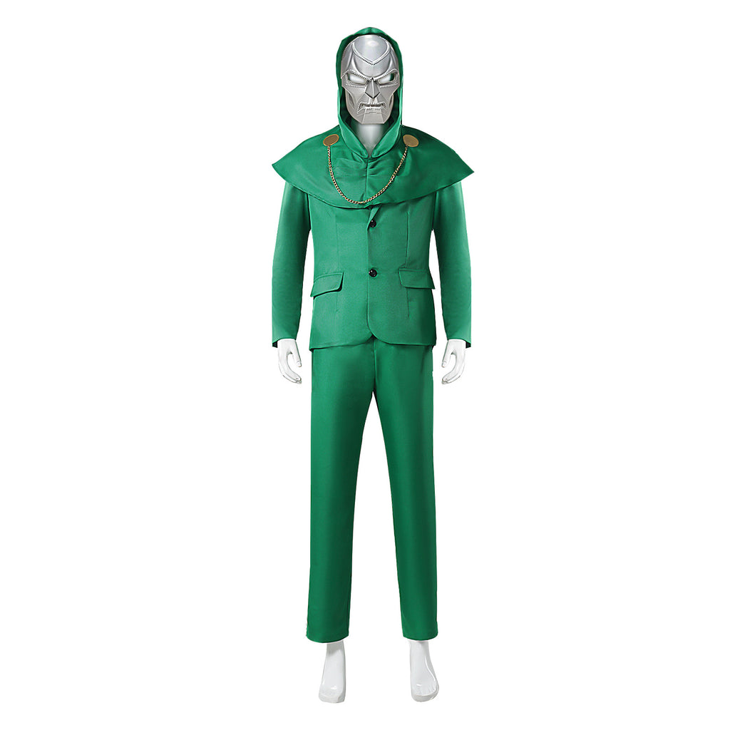 Avengers 5 Doctor Doom Green Hooded Cape Cosplay Marvel Movie Halloween Costume