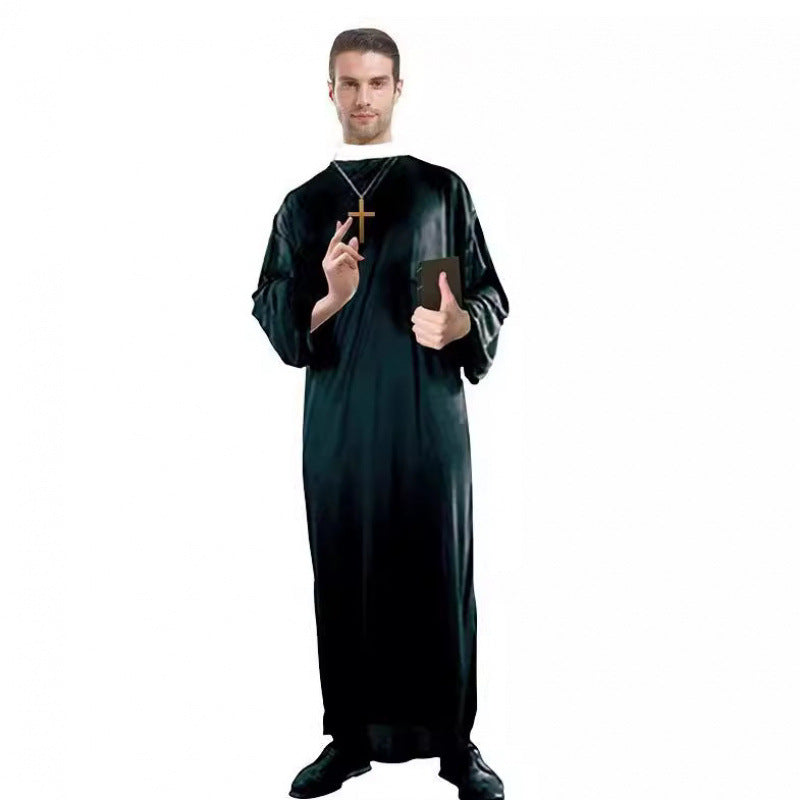 Adult Halloween Virgin Mary Priest Robe Cosplay Costume – Religious Character Outfit