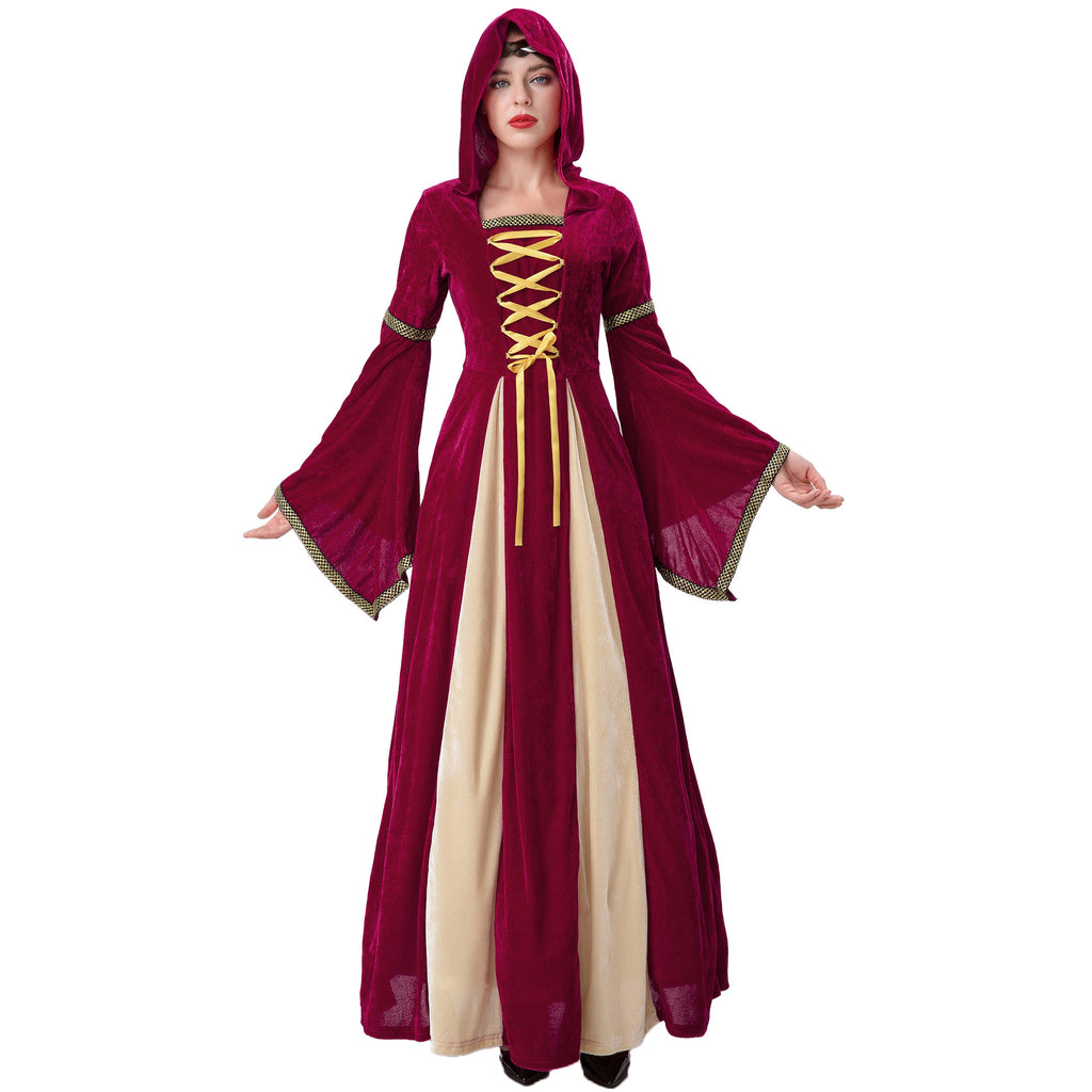 Adult Halloween Gothic Court Dress – Medieval Vampire Costume for Women