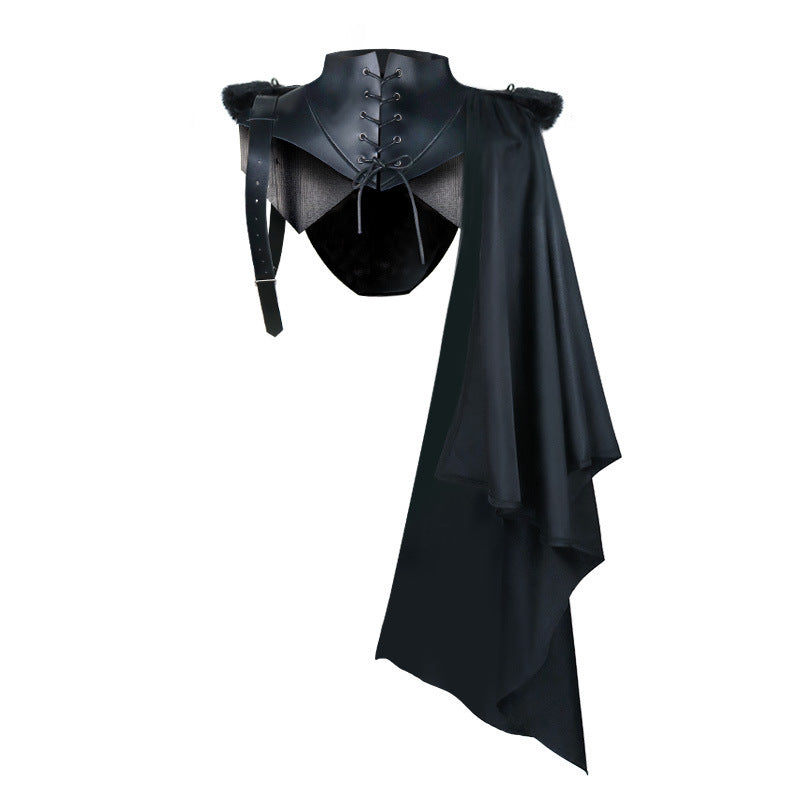 Halloween Dark Gothic Vampire Cape Death God Cloak Black Performance Costume Set