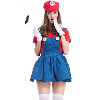 Adult Halloween Mario Cosplay Costume – Plumber Overalls Group Stage Performance Outfit