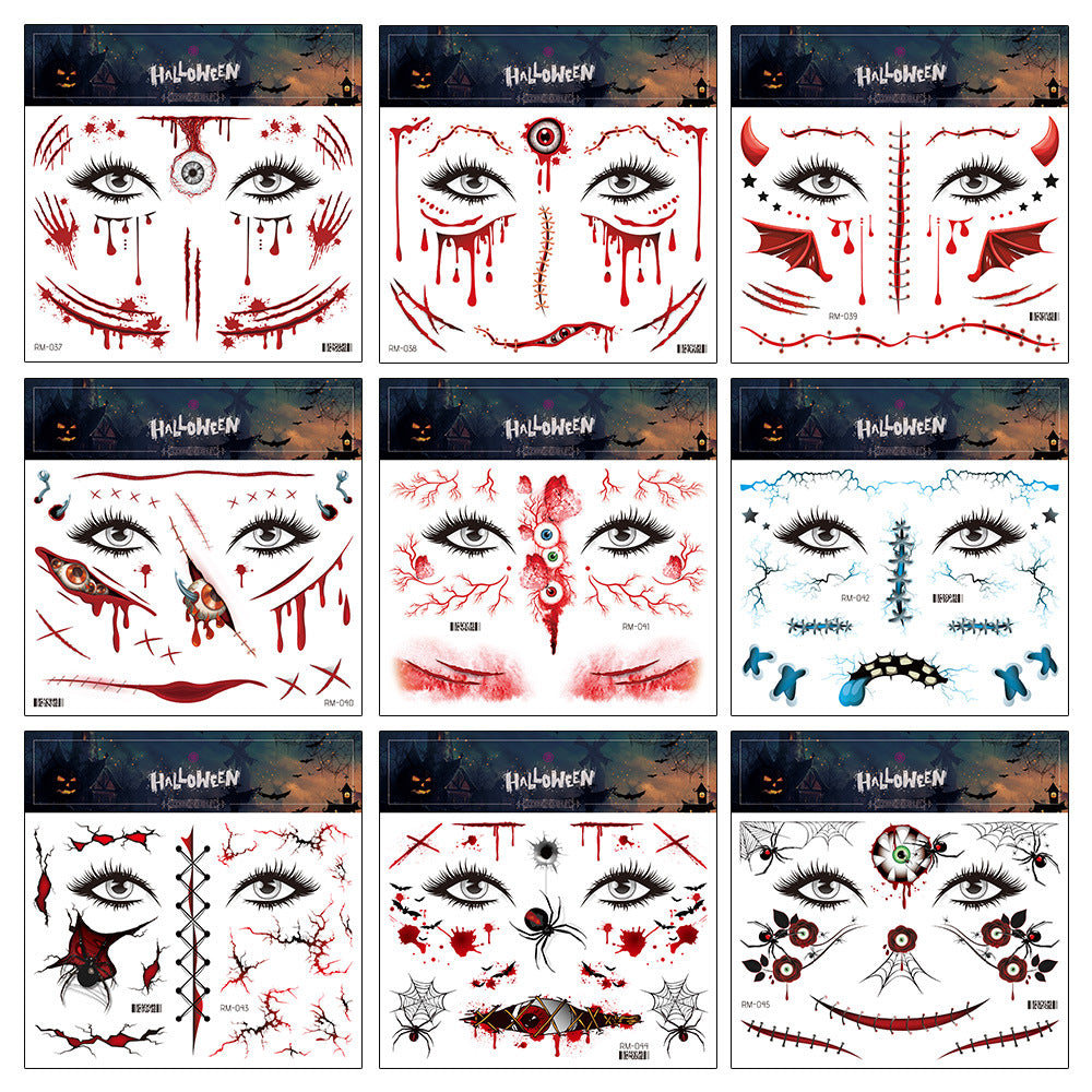 Halloween Scar Tattoo Stickers – Simulated Fake Wound Waterproof Face Horror Makeup Props