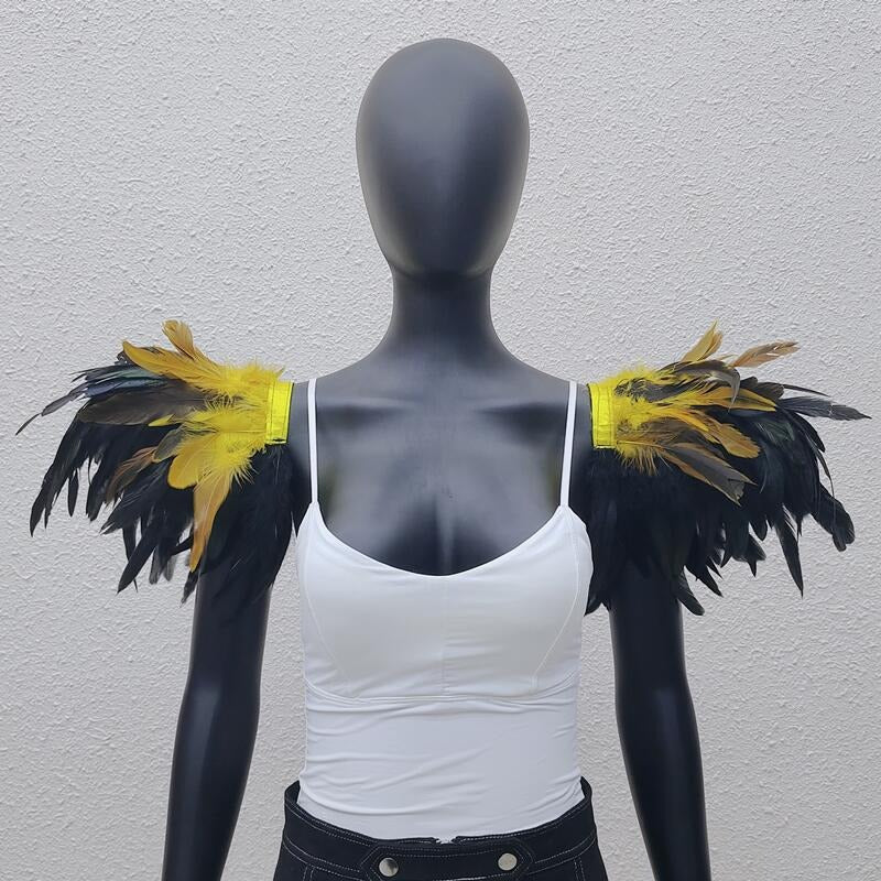 Gothic Style Extra Large Feather Shawl Performance Prom Badge Halloween Party Role Playing Costume Accessories