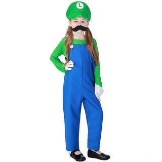 Adult Halloween Mario Cosplay Costume – Plumber Overalls Group Stage Performance Outfit
