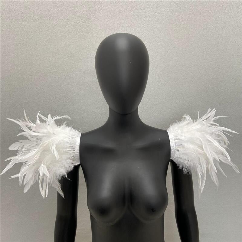 Halloween Feather Shawl Performance Prom Shawl Party Gothic Style Character Clothing Accessories