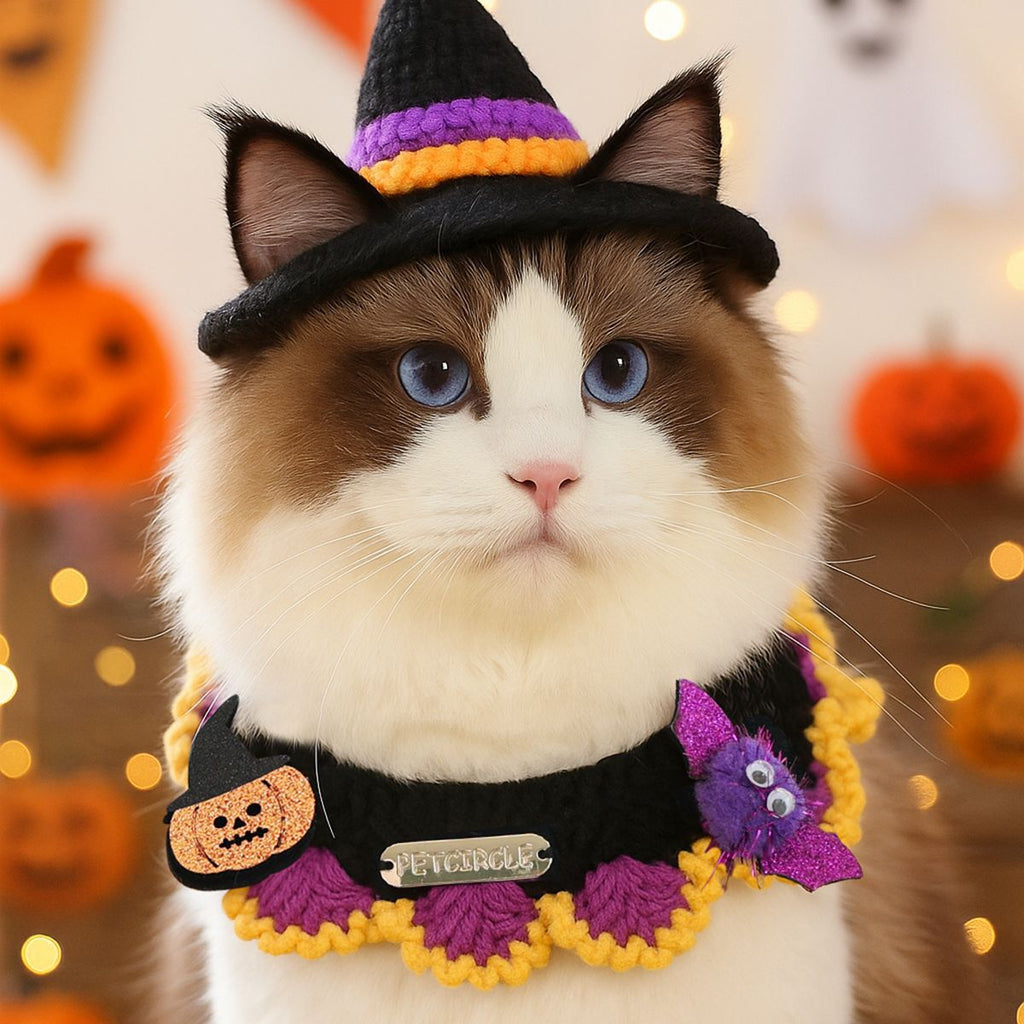 Pet Cat Dog Halloween Cartoon Knit Scarf, Cat Bib & Pet Accessories