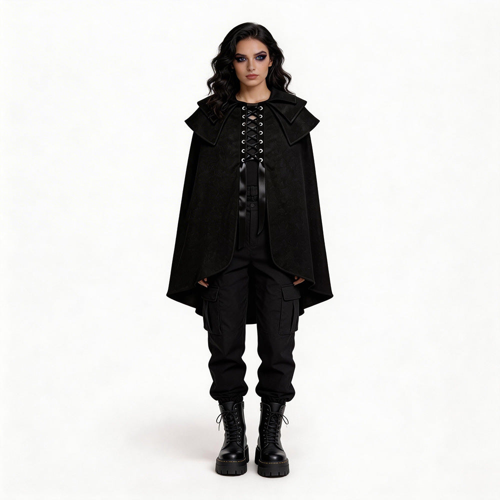 Gothic Tied Cloak, Halloween Vampire Wizard Knight Cosplay Costume Cape