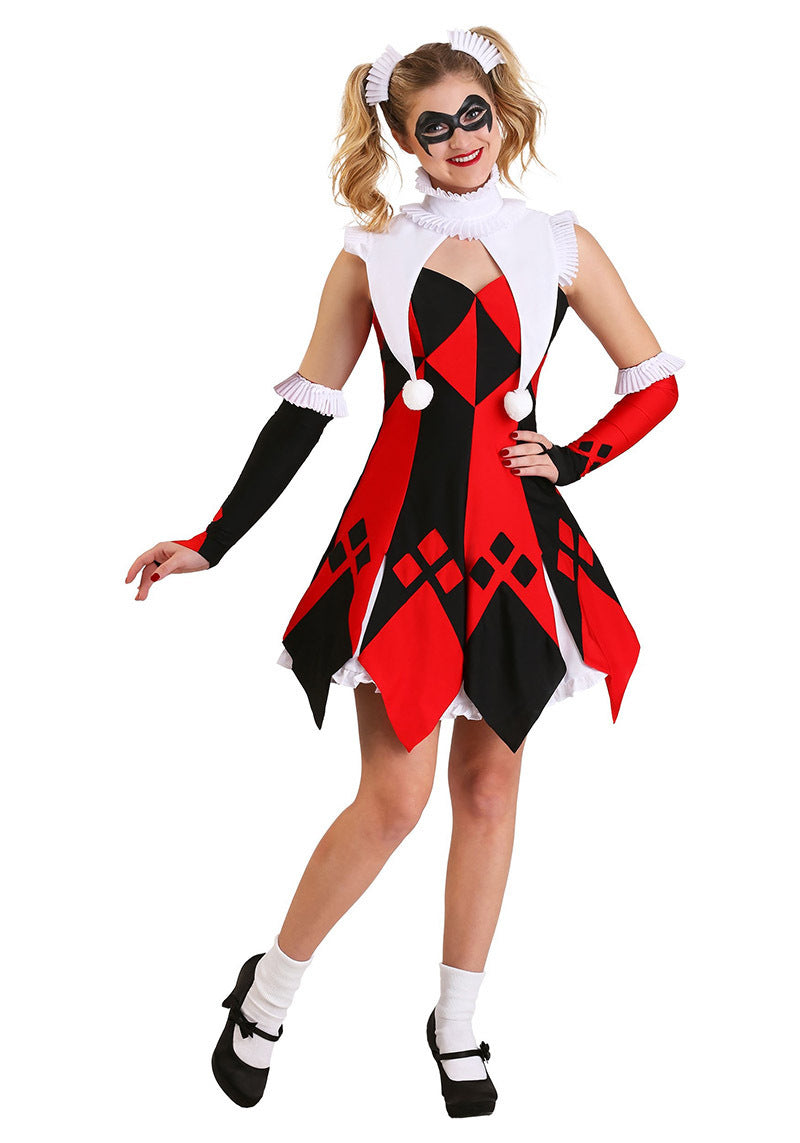 Halloween Costume Women's Circus Revenant Horror Outfit Clown Costume Masquerade Party Performance Dress