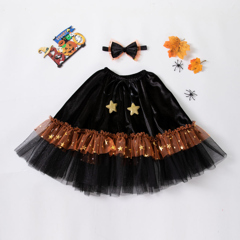 Festival Costume Set for Girls - Cape with Headband, Party Wear for Halloween and Special Occasions