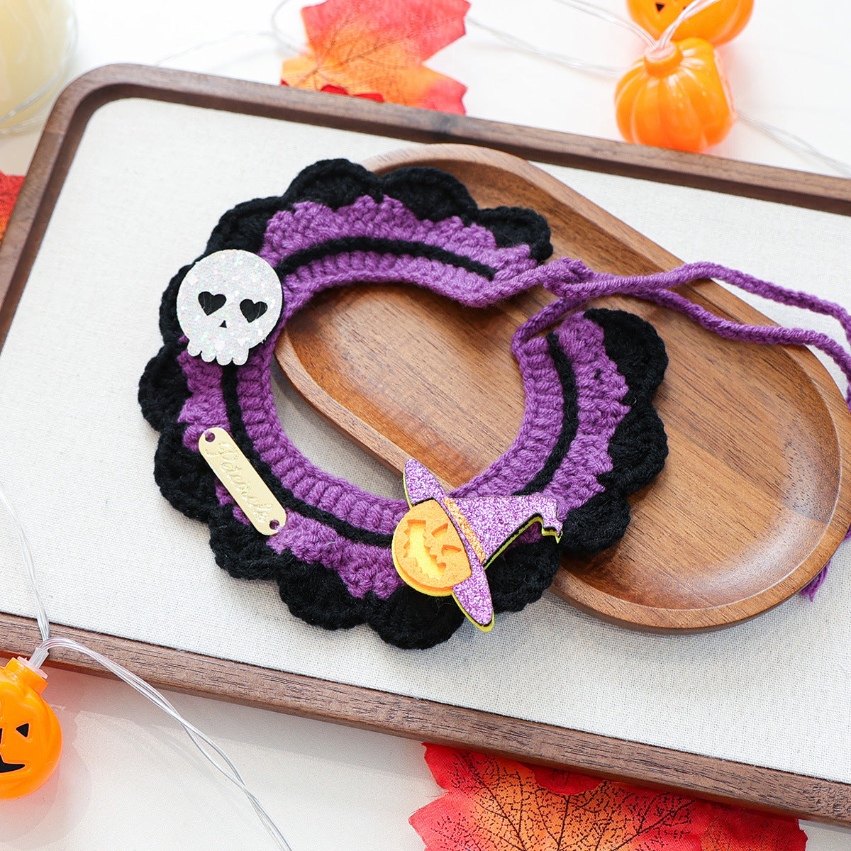 Pet Cat Dog Halloween Cartoon Knit Scarf, Cat Bib & Pet Accessories