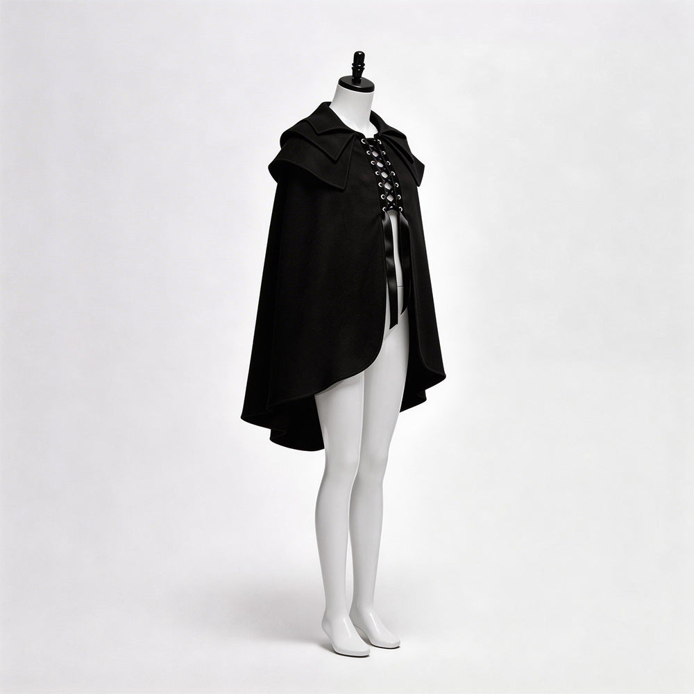 Gothic Tied Cloak, Halloween Vampire Wizard Knight Cosplay Costume Cape