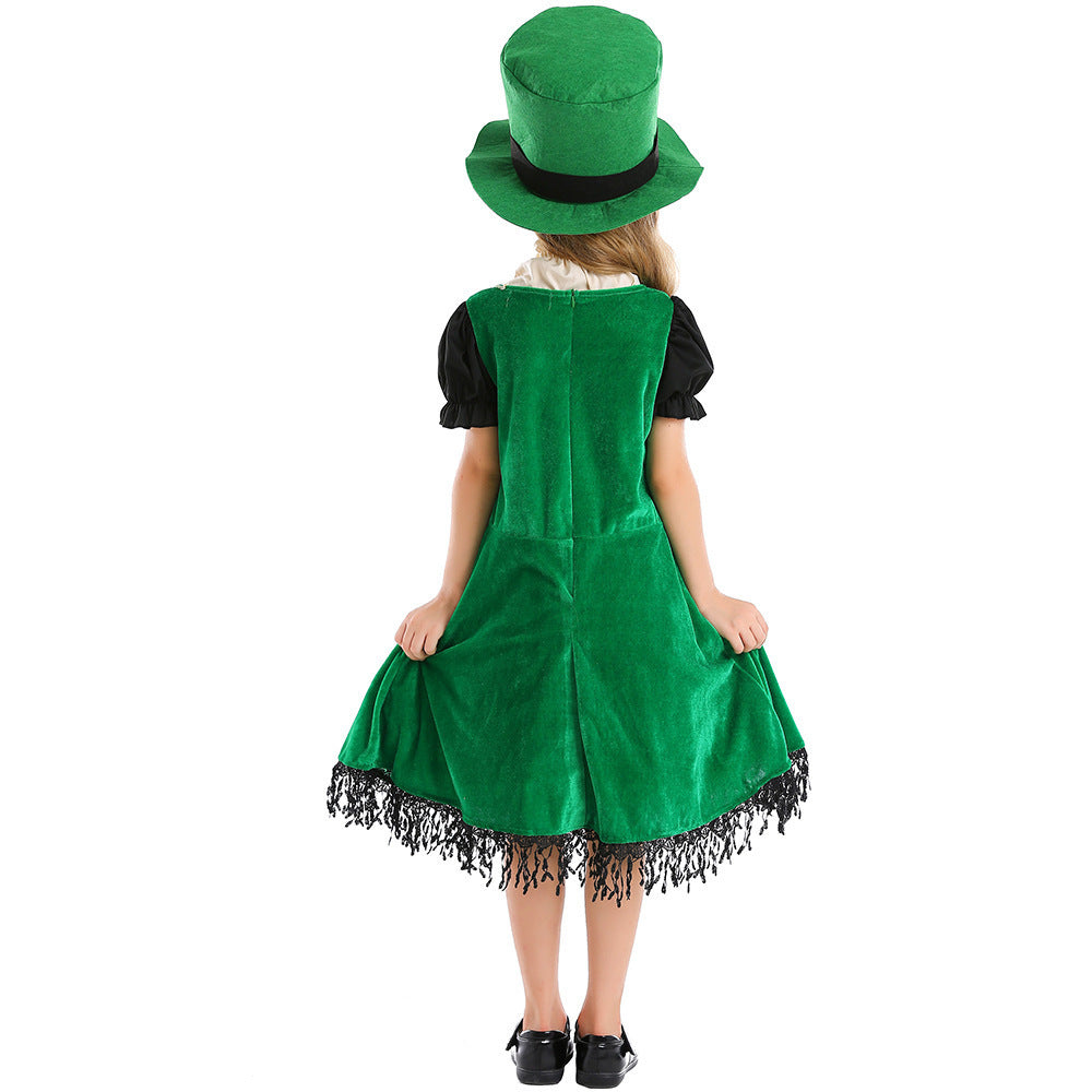 Halloween Costume Western  Ethnic Festival St. Patrick's Day Children's Irish Fairy Dwarf Dress