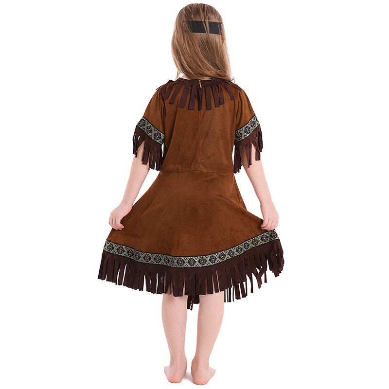 Halloween Native Tribal Fringe Dress Indigenous Stage Performance Ethnic Costume