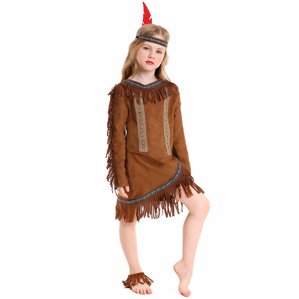 Halloween Savage Costume Children's Day Native Performance Costume Indigenous Indian Chief