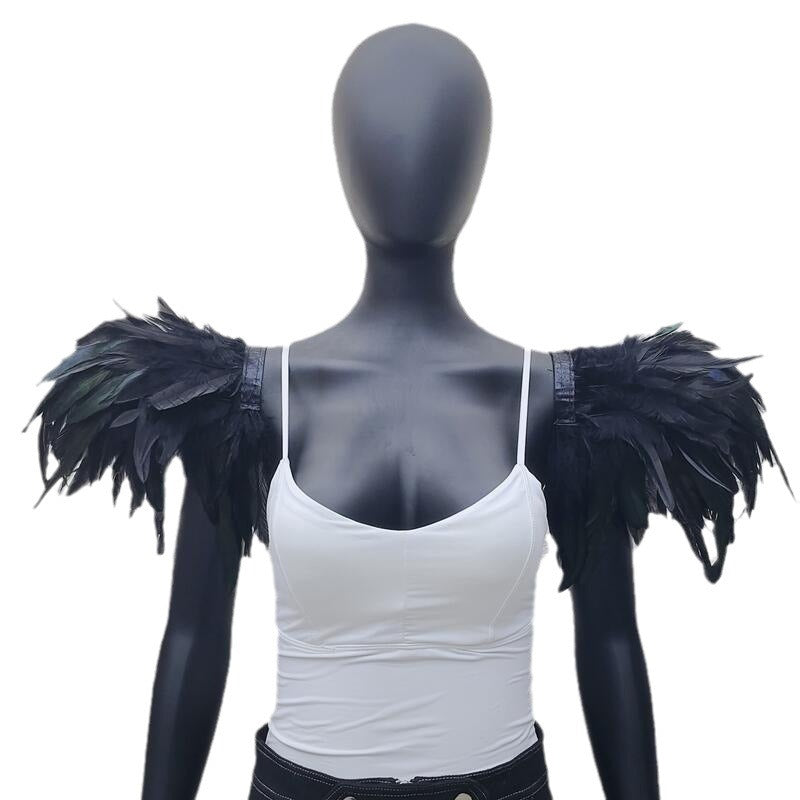Gothic Style Extra Large Feather Shawl Performance Prom Badge Halloween Party Role Playing Costume Accessories