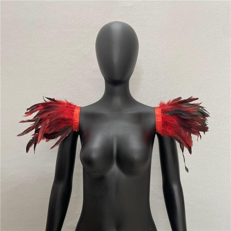 Halloween Feather Shawl Performance Prom Shawl Party Gothic Style Character Clothing Accessories