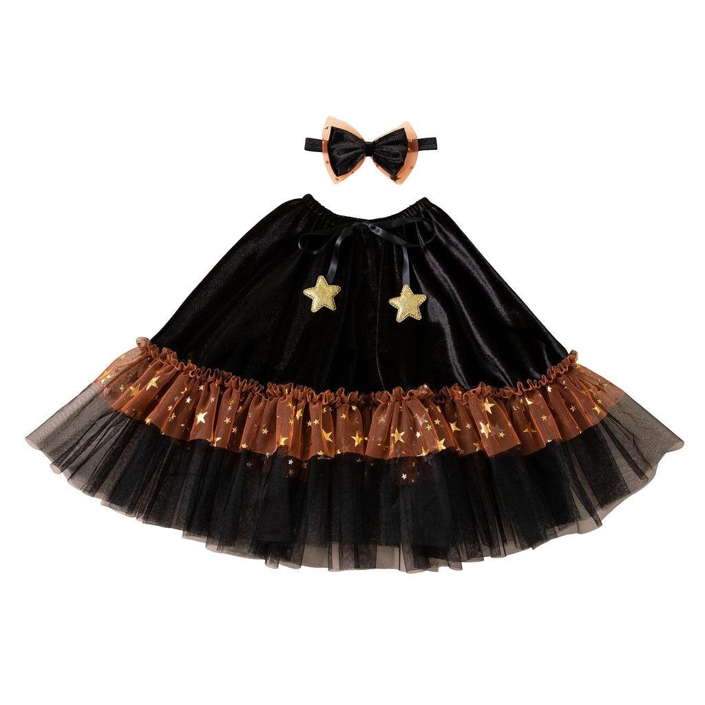 Festival Costume Set for Girls - Cape with Headband, Party Wear for Halloween and Special Occasions