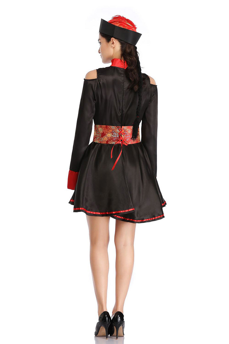 Halloween Costume Bloody Zombie Vampire Chinese Retro Embroidered Printed Official Dress Zombie Dress