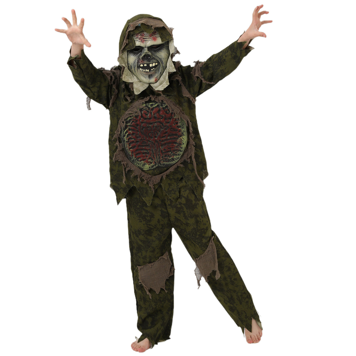 Halloween Costume Kids Cosplay Boy Swamp Monster Outfit Scary Mask Intestine Costume