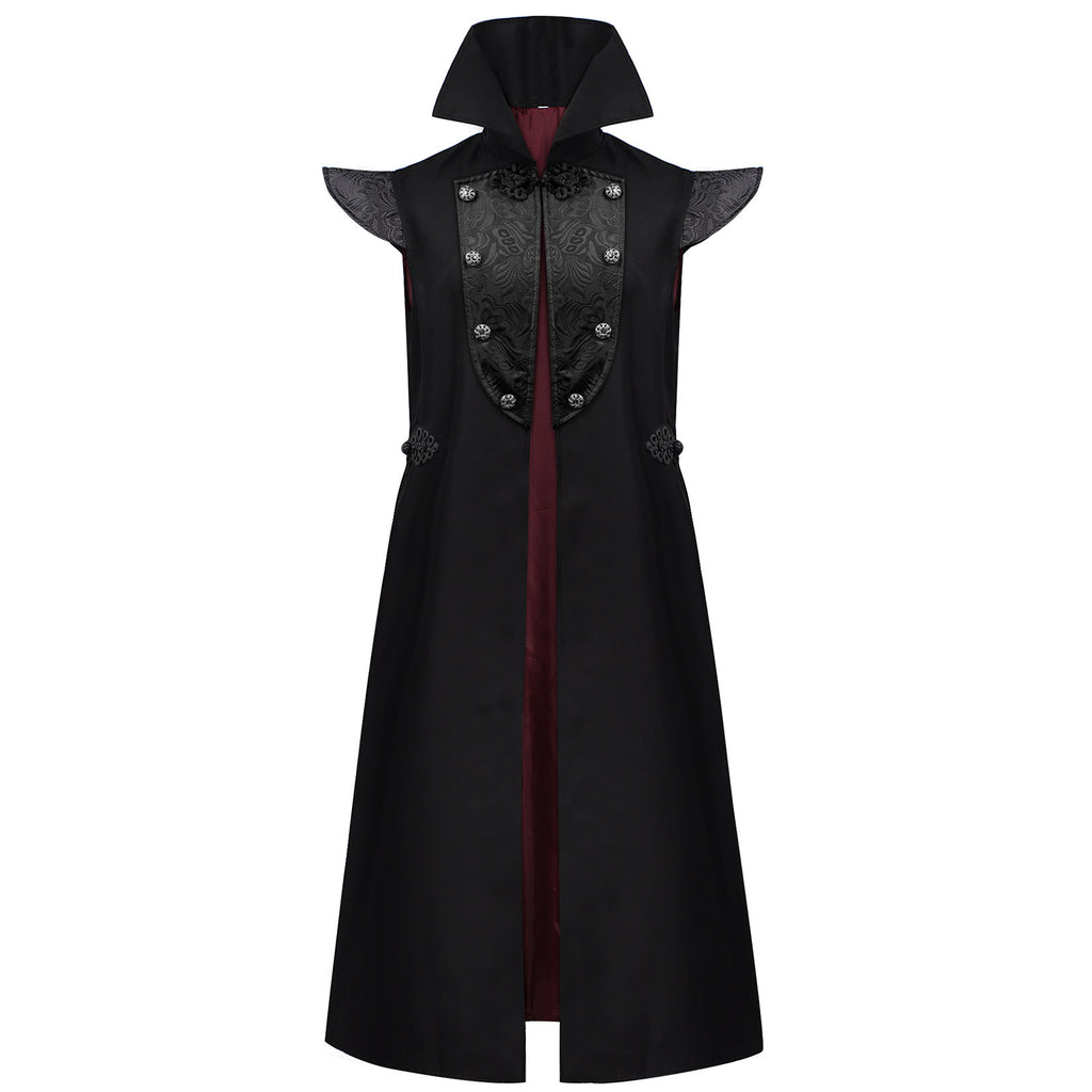 Halloween Vintage Royal Style High Neck Long Vest Jacket Dark Noble Earl Stage Cosplay Medieval Performance