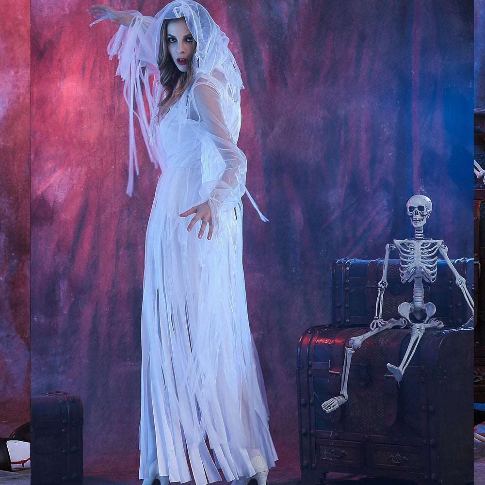 Halloween Costume Bloody Horror Bride Blood-Stained Corpse Zombie Cosplay Sadako Dress