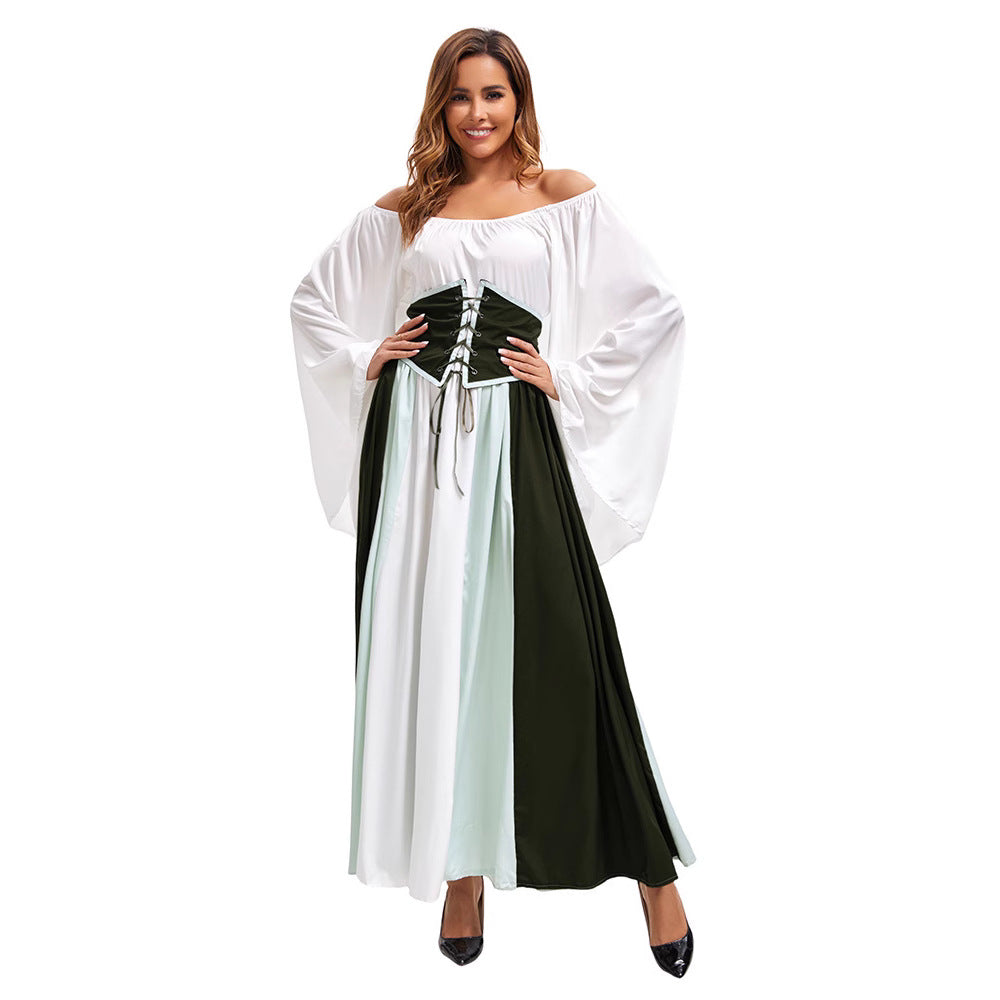 Adult Halloween Medieval Renaissance Court Princess Cosplay Dress – Vintage Long Stage Costume