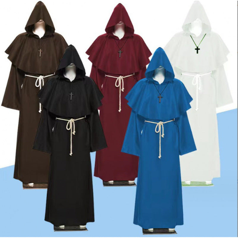 Adult Halloween Medieval Monk Priest Robe Costume – Wizard Dance Stage Outfit