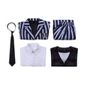 Wednesday Addams Cosplay Costume School Uniform for Women Gothic Style High Collar Black Dress, Halloween Party Outfit