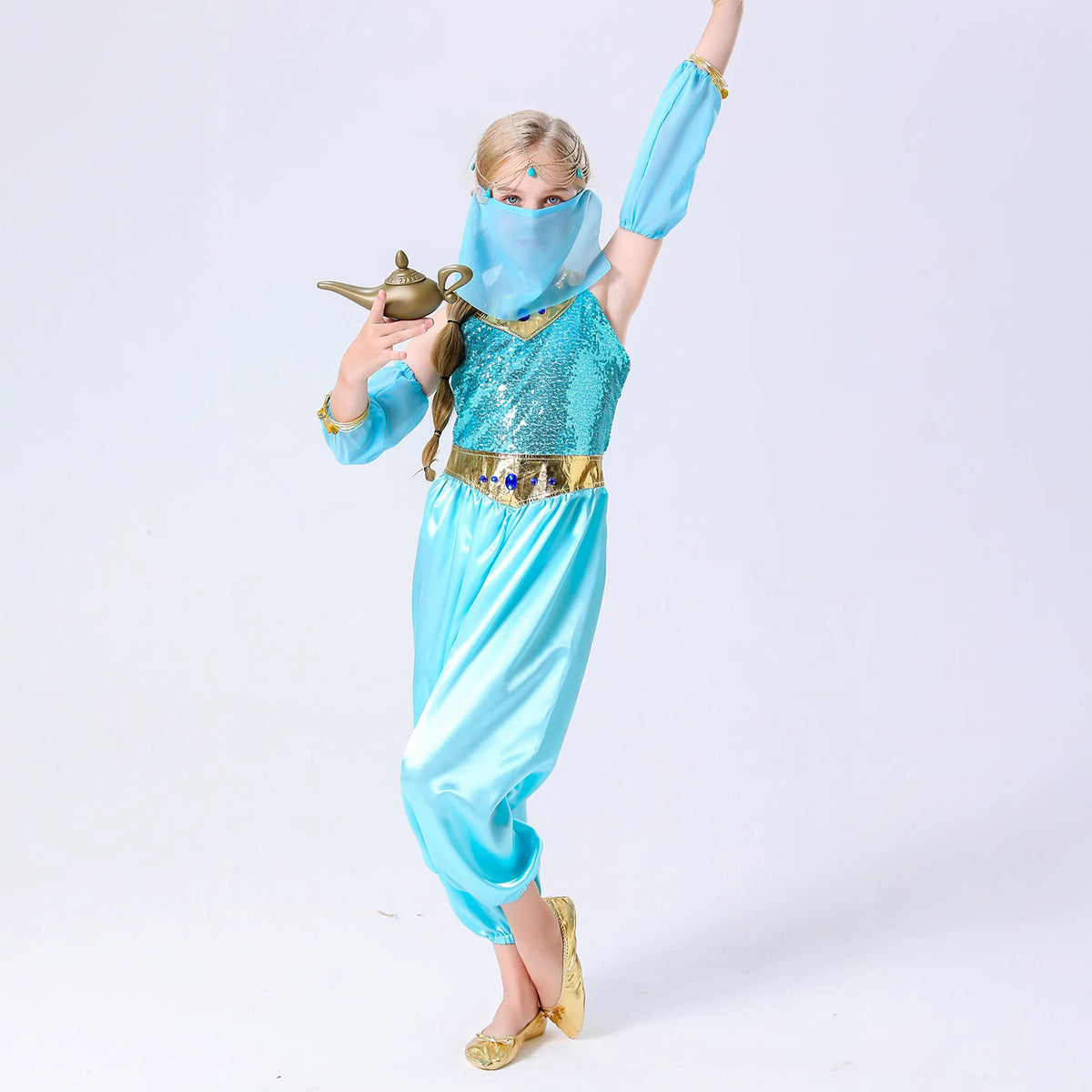 Halloween Children's Jasmine Princess Aladdin Lamp Performance Costume Cosplay Full Set Dance Outfit